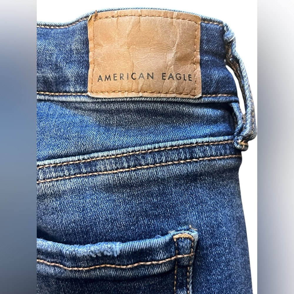 American Eagle Next Level Stretch Distressed Skinny Jeans Size 4 Short Raw Hem - Picture 6 of 6